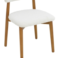 Καρέκλα Ubene pakoworld rubberwood σε καρυδί-μπουκλέ ύφασμα σε λευκή απόχρωση 51x56x79εκ