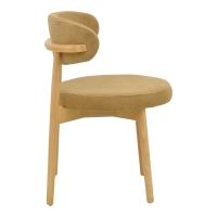 Καρέκλα Luben pakoworld ύφασμα καφέ - rubberwood σε φυσική απόχρωση 53x54x79εκ