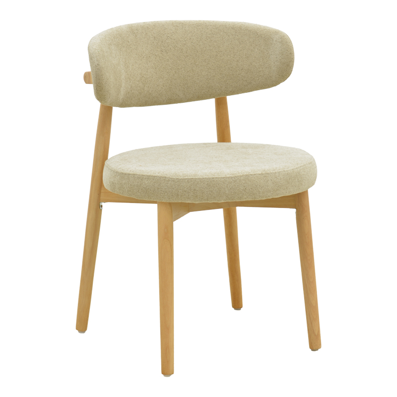 Καρέκλα Luben pakoworld ύφασμα γκρι - rubberwood σε φυσική απόχρωση 53x54x79εκ