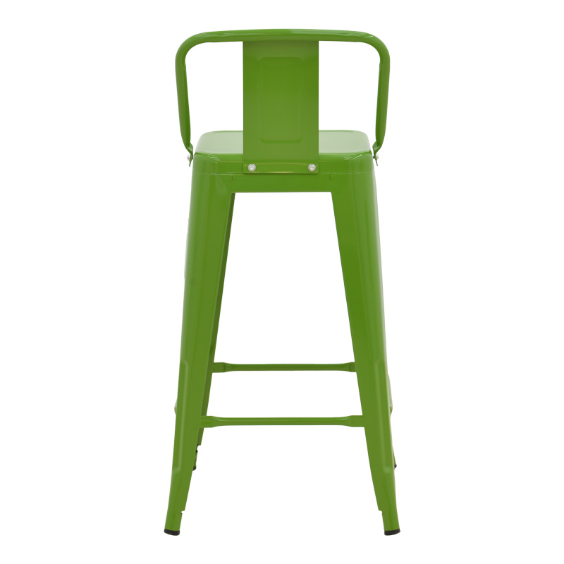 Σκαμπό μπαρ μεσαίου ύψους με πλάτη Utopia pakoworld μέταλλο σε πράσινη απόχρωση 42x42x86εκ
