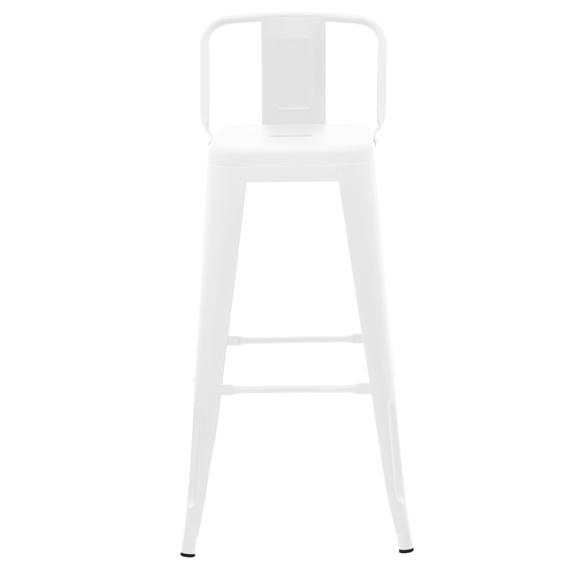 Σκαμπό μπαρ με πλάτη Utopia pakoworld μέταλλο σε λευκή ματ απόχρωση 42x42x97εκ