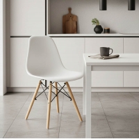 Καρέκλα Julita pakoworld PP λευκό-φυσικό πόδι 46x50x82εκ Καρέκλα Julita pakoworld PP λευκό-φυσικό πόδι 46x50x82εκ