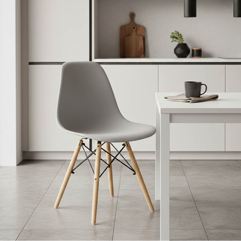 Καρέκλα Julita pakoworld PP γκρι-φυσικό πόδι 46x50x82εκ Καρέκλα Julita pakoworld PP γκρι-φυσικό πόδι 46x50x82εκ