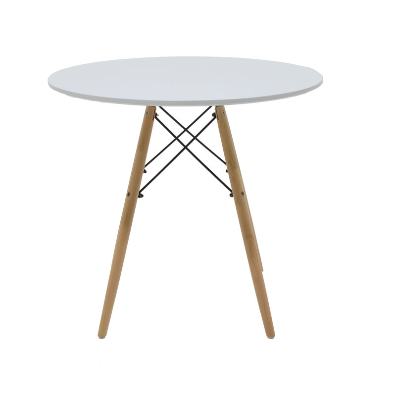 Τραπέζι Julita pakoworld MDF λευκό-πόδια φυσικό Φ80x73εκ Τραπέζι Julita pakoworld MDF λευκό-πόδια φυσικό Φ80x73εκ