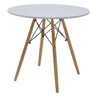 Τραπέζι Julita pakoworld MDF λευκό-πόδια φυσικό Φ80x73εκ Τραπέζι Julita pakoworld MDF λευκό-πόδια φυσικό Φ80x73εκ