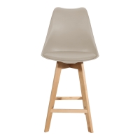 Σκαμπό μπαρ Gaston pakoworld pp-pu σε cappuccino απόχρωση και ξύλινο πόδι 49x56x112εκ