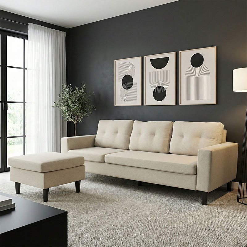 Γωνιακός καναπές αναστρέψιμος Maneli pakoworld ύφασμα αμμου -μπεζ 196x138/77x82εκ Γωνιακός καναπές αναστρέψιμος Maneli pakoworld ύφασμα αμμου -μπεζ 196x138/77x82εκ