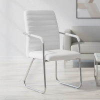 Καρέκλα επισκέπτη Sefine pakoworld λευκό pu-πόδι χρωμίου 53x45x97εκ