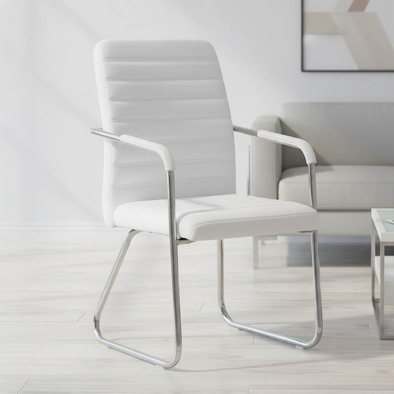 Καρέκλα επισκέπτη Sefine pakoworld λευκό pu-πόδι χρωμίου 53x45x97εκ