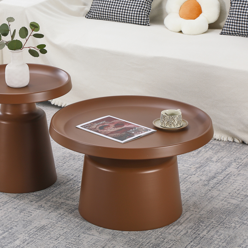 Τραπέζι σαλονιού Ginoze pakoworld μέταλλο σε καφέ απόχρωση Φ70x42,5εκ