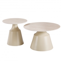 Τραπέζια σαλονιού Sculpt pakoworld σετ 2τεμ μέταλλο cappuccino- sintered stone σε όψης τραβερτίνης Τραπέζια σαλονιού Sculpt pakoworld σετ 2τεμ μέταλλο cappuccino- sintered stone σε όψης τραβερτίνης