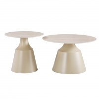 Τραπέζια σαλονιού Sculpt pakoworld σετ 2τεμ μέταλλο cappuccino- sintered stone σε όψης τραβερτίνης Τραπέζια σαλονιού Sculpt pakoworld σετ 2τεμ μέταλλο cappuccino- sintered stone σε όψης τραβερτίνης