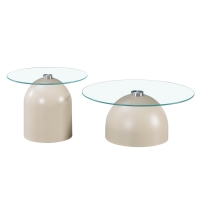Τραπέζια σαλονιού Barel pakoworld σετ 2τεμ μέταλλο cappuccino- clear glass Τραπέζια σαλονιού Barel pakoworld σετ 2τεμ μέταλλο cappuccino- clear glass