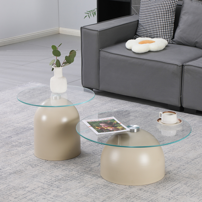 Τραπέζια σαλονιού Barel pakoworld σετ 2τεμ μέταλλο cappuccino- clear glass Τραπέζια σαλονιού Barel pakoworld σετ 2τεμ μέταλλο cappuccino- clear glass