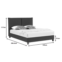 Κρεβάτι διπλό Majus pakoworld ύφασμα ανθρακί 160x200εκ