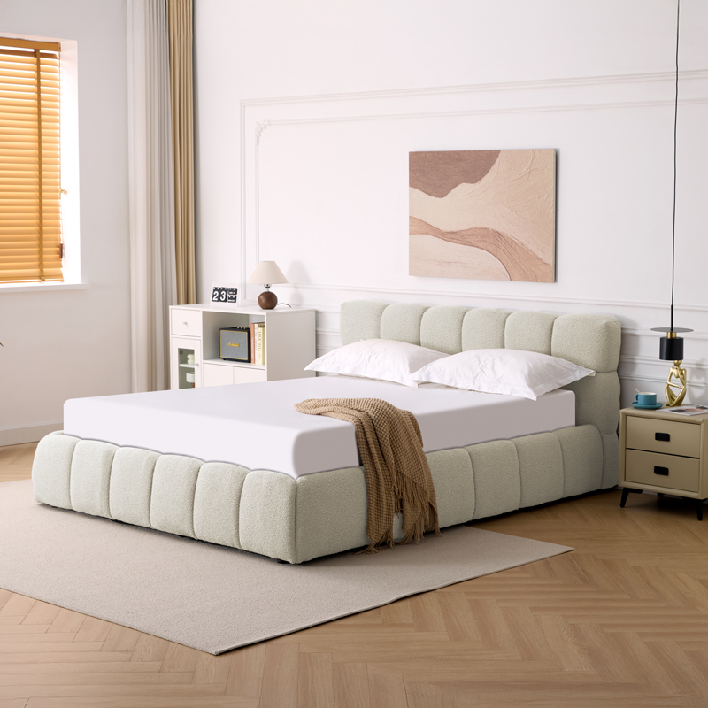 Κρεβάτι Jeby pakoworld ύφασμα σε μπεζ απόχρωση με αποθηκευτικό χώρο 160x200εκ