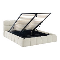 Κρεβάτι Jeby pakoworld ύφασμα σε μπεζ απόχρωση με αποθηκευτικό χώρο 160x200εκ