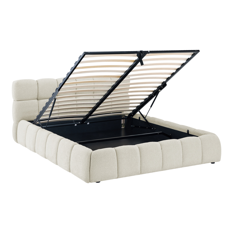 Κρεβάτι Jeby pakoworld ύφασμα σε μπεζ απόχρωση με αποθηκευτικό χώρο 160x200εκ