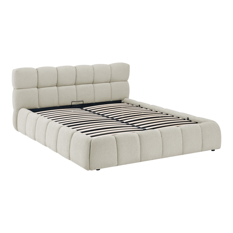 Κρεβάτι Jeby pakoworld ύφασμα σε μπεζ απόχρωση με αποθηκευτικό χώρο 160x200εκ