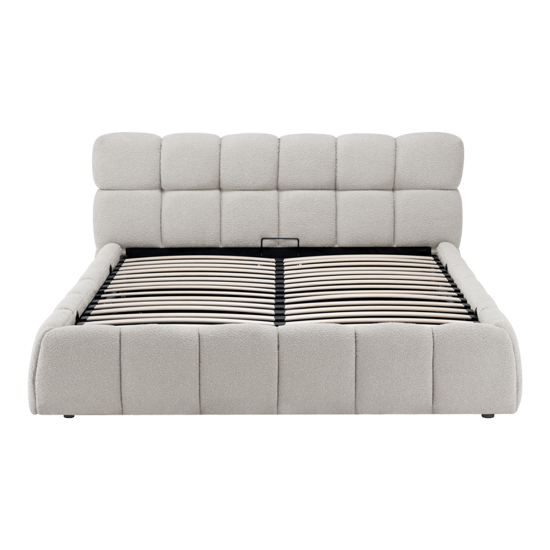 Κρεβάτι Jeby pakoworld ύφασμα σε μπεζ απόχρωση με αποθηκευτικό χώρο 160x200εκ