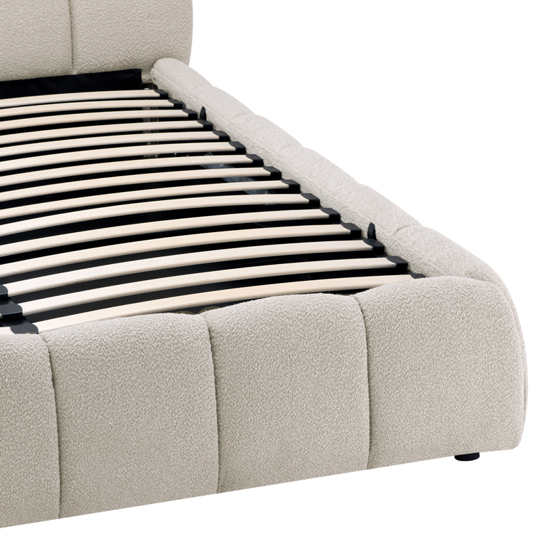 Κρεβάτι Jeby pakoworld ύφασμα σε μπεζ απόχρωση με αποθηκευτικό χώρο 160x200εκ