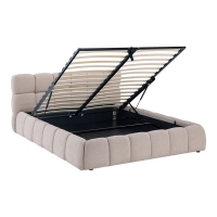 Κρεβάτι Jeby pakoworld ύφασμα σε κρεμ απόχρωση με αποθηκευτικό χώρο 160x200εκ