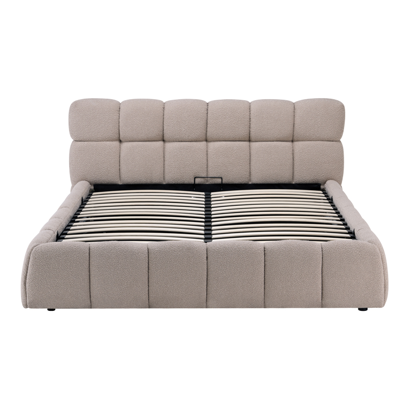 Κρεβάτι Jeby pakoworld ύφασμα σε κρεμ απόχρωση με αποθηκευτικό χώρο 160x200εκ