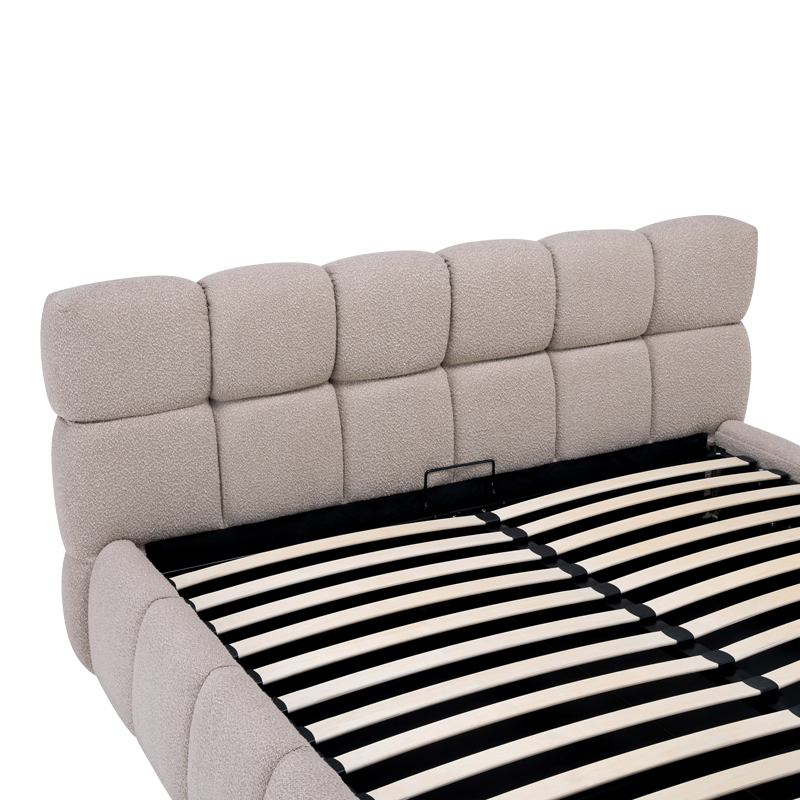 Κρεβάτι Jeby pakoworld ύφασμα σε κρεμ απόχρωση με αποθηκευτικό χώρο 160x200εκ