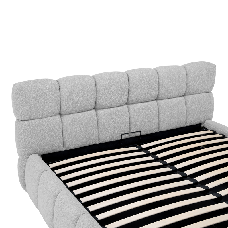 Κρεβάτι Jeby pakoworld ύφασμα σε γκρι απόχρωση με αποθηκευτικό χώρο 160x200εκ