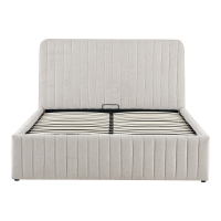 Κρεβάτι διπλό Zilin pakoworld ύφασμα μπεζ με αποθηκευτικό χώρο 160x200εκ