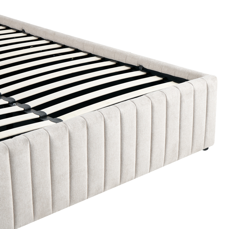 Κρεβάτι διπλό Zilin pakoworld ύφασμα μπεζ με αποθηκευτικό χώρο 160x200εκ