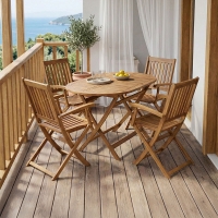 Τραπεζαρία Joter-Falov pakoworld σετ 5τεμ φυσικό μασίφ ξύλο ακακίας 130x80x72εκ