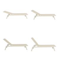 Ξαπλώστρα Boka pakoworld λευκό αλουμίνιο και textilene σε μπεζ απόχρωση 60x192x31εκ