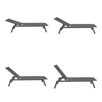 Ξαπλώστρα Boka pakoworld ανθρακί αλουμίνιο και textilene σε μαύρη απόχρωση 60x192x31εκ