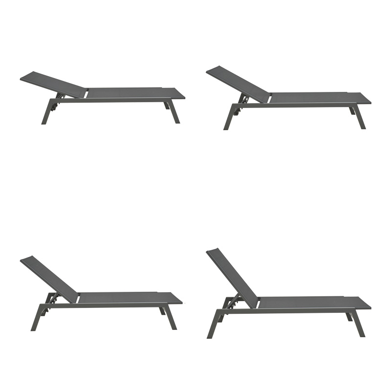 Ξαπλώστρα Boka pakoworld ανθρακί αλουμίνιο και textilene σε μαύρη απόχρωση 60x192x31εκ