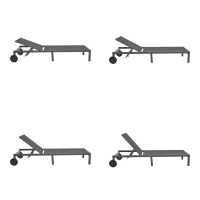 Ξαπλώστρα Mailo pakoworld ανθρακί αλουμίνιο και textilene σε μαύρη απόχρωση 71x206x30εκ