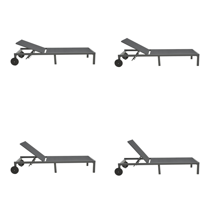 Ξαπλώστρα Mailo pakoworld ανθρακί αλουμίνιο και textilene σε μαύρη απόχρωση 71x206x30εκ