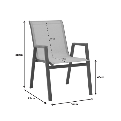 Πολυθρόνα Azelie pakoworld στοιβαζόμενη αλουμίνιο σε cappuccino- textilene σε μπεζ απόχρωση 56x75x88εκ