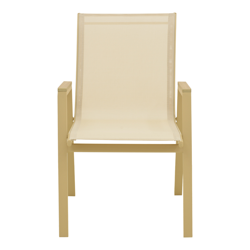 Πολυθρόνα Azelie pakoworld στοιβαζόμενη αλουμίνιο σε cappuccino- textilene σε μπεζ απόχρωση 56x75x88εκ