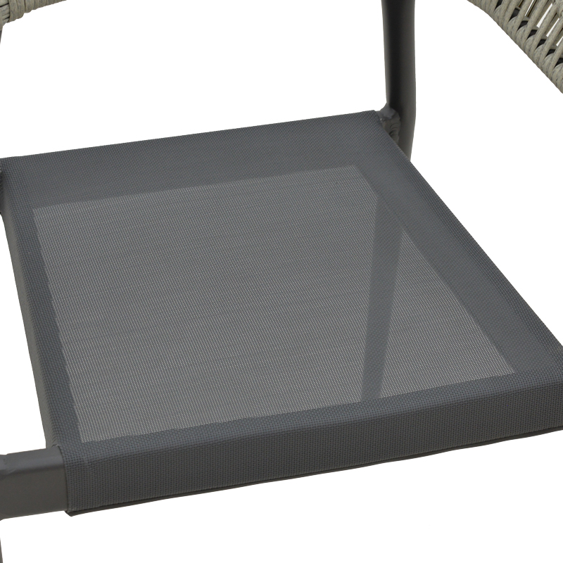 Πολυθρόνα αλουμινίου Elation pakoworld στοιβαζόμενη ανθρακί σκελετός-textilene ανθρακί rattan 56x52x76εκ