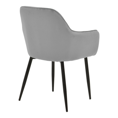 Πολυθρόνα Noor pakoworld γκρι βελούδο με πόδι μετάλλου σε μαύρη απόχρωση 58x58x86εκ