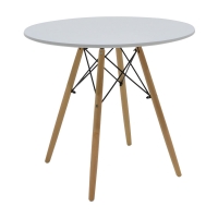 Τραπέζι Julita pakoworld MDF λευκό-πόδια σε φυσική απόχρωση Φ80x73εκ Τραπέζι Julita pakoworld MDF λευκό-πόδια σε φυσική απόχρωση Φ80x73εκ