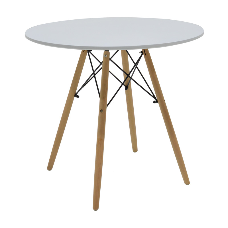 Τραπέζι Julita pakoworld MDF λευκό-πόδια σε φυσική απόχρωση Φ80x73εκ Τραπέζι Julita pakoworld MDF λευκό-πόδια σε φυσική απόχρωση Φ80x73εκ