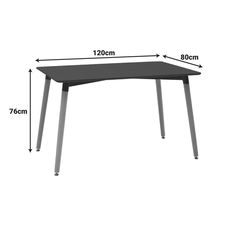 Τραπέζι Natali pakoworld MDF μαύρο-πόδια φυσικό 120x80x76εκ Τραπέζι Natali pakoworld MDF μαύρο-πόδια φυσικό 120x80x76εκ
