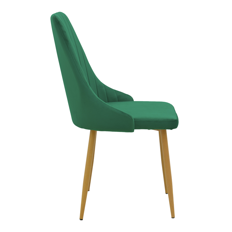 Καρέκλα Azori pakoworld κυπαρισσί βελούδο με μεταλλικό πόδι σε φυσική απόχρωση 49x55x85εκ