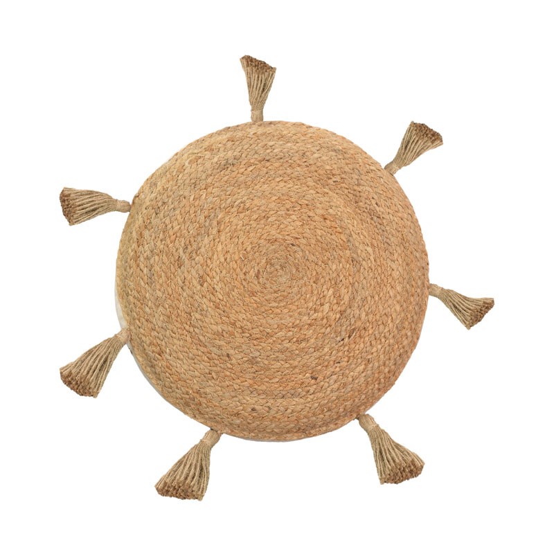 Πουφ Elefon Inart φυσικό-εκρού ύφασμα Φ35x12εκ Πουφ Elefon Inart φυσικό-εκρού ύφασμα Φ35x12εκ