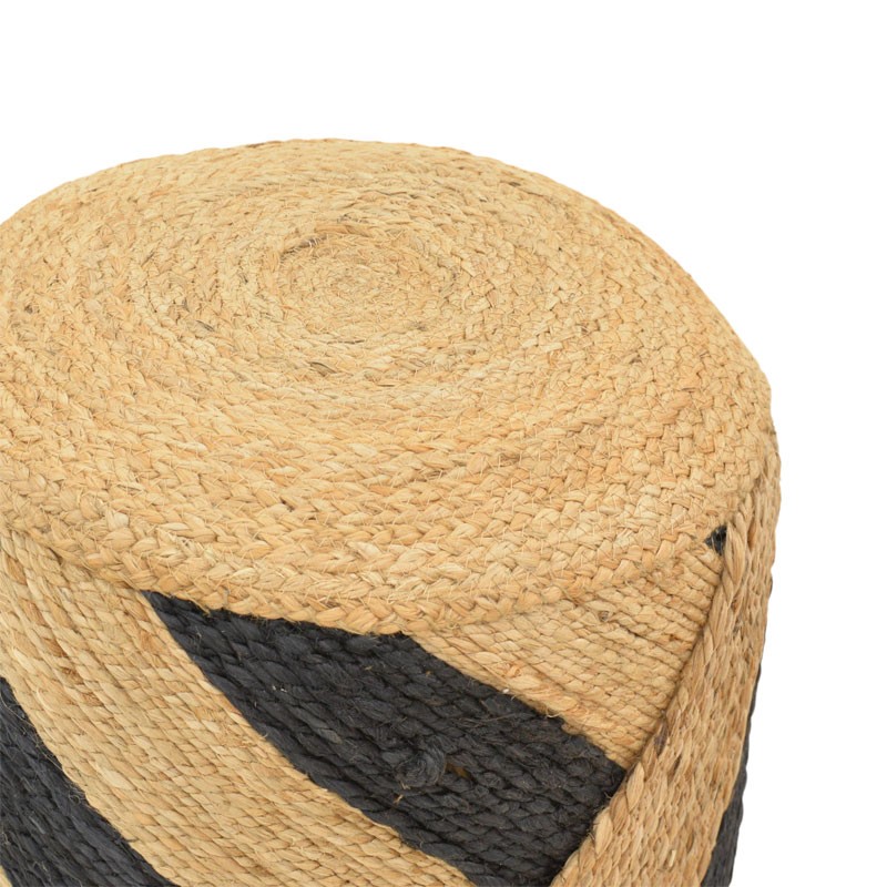 Σκαμπό Relous Inart φυσικό-μαύρο 100% γιούτα Φ37x39εκ