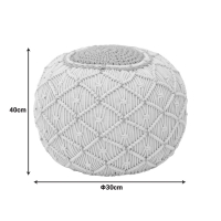 Σκαμπό-πουφ Boha Inart γιούτα σε κίτρινη και λευκή απόχρωση Φ40x30εκ