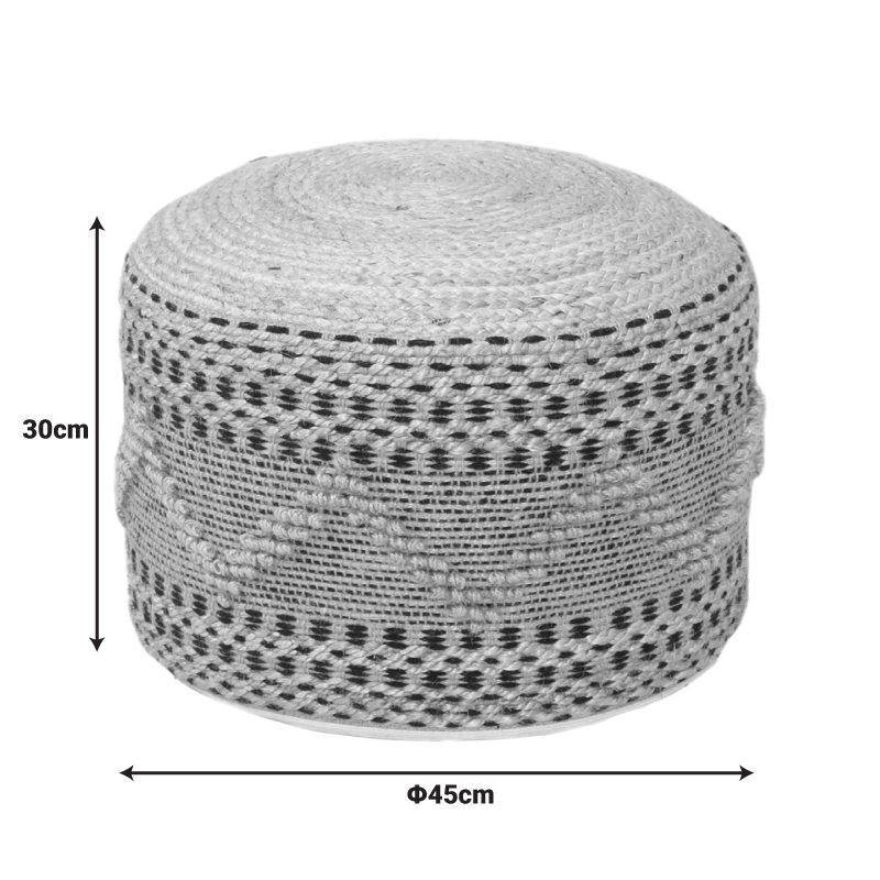 Σκαμπό-πουφ Βangku Inart γιούτα-βαμβάκι σε φυσική απόχρωση Φ45x30εκ