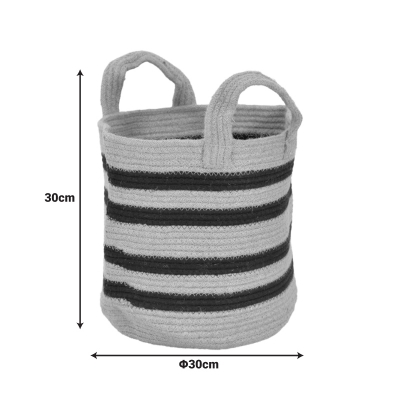 Διακοσμητικό καλάθι Mibra Inart βαμβάκι-γιούτα σε μπεζ-μαύρη απόχρωση Φ30x30εκ Διακοσμητικό καλάθι Mibra Inart βαμβάκι-γιούτα σε μπεζ-μαύρη απόχρωση Φ30x30εκ